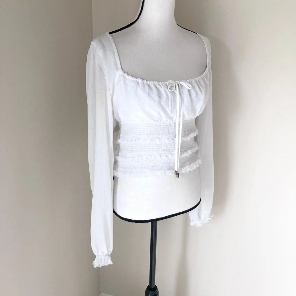 Free People Solid Lolita Blouse in White Size M